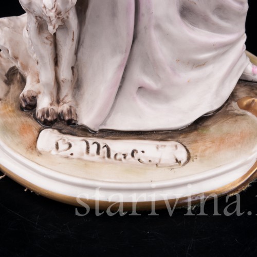 Статуэтка из фарфора Девушка с борзой, Bruno Merli, Италия, вт. пол. 20 в.