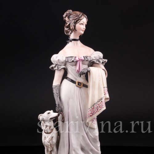 Статуэтка из фарфора Девушка с борзой, Bruno Merli, Италия, вт. пол. 20 в.