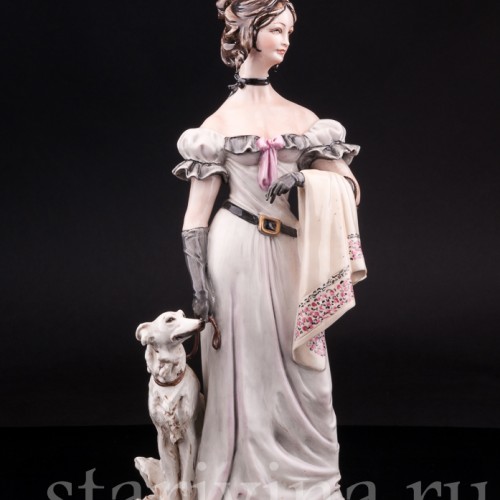 Статуэтка из фарфора Девушка с борзой, Bruno Merli, Италия, вт. пол. 20 в.