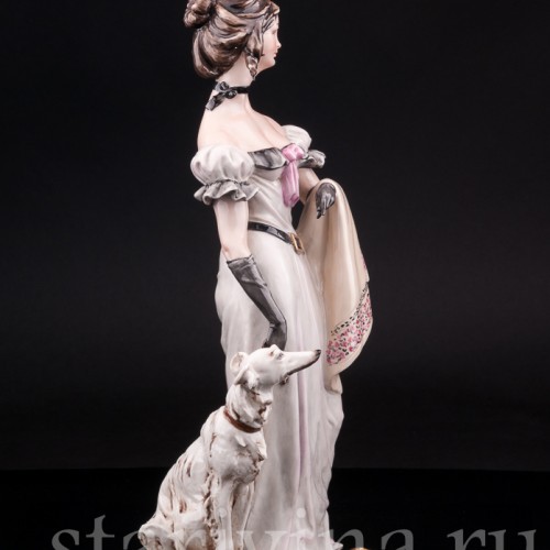 Статуэтка из фарфора Девушка с борзой, Bruno Merli, Италия, вт. пол. 20 в.