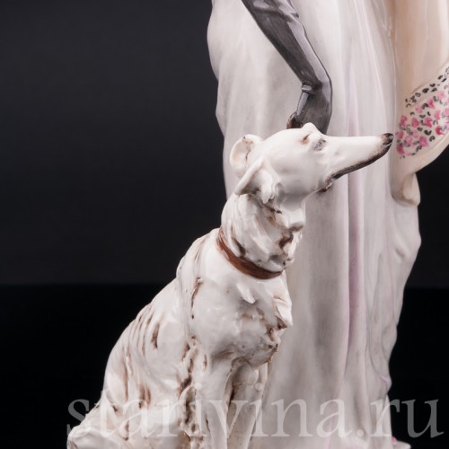 Статуэтка из фарфора Девушка с борзой, Bruno Merli, Италия, вт. пол. 20 в.