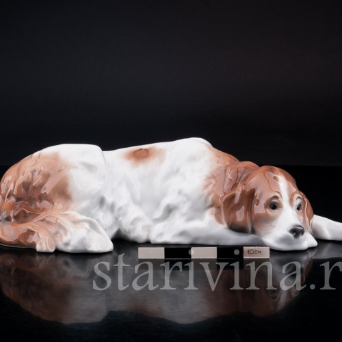 Фигурка из фарфора Лежащая собака, Karl Ens, Германия, 1920-30 гг.