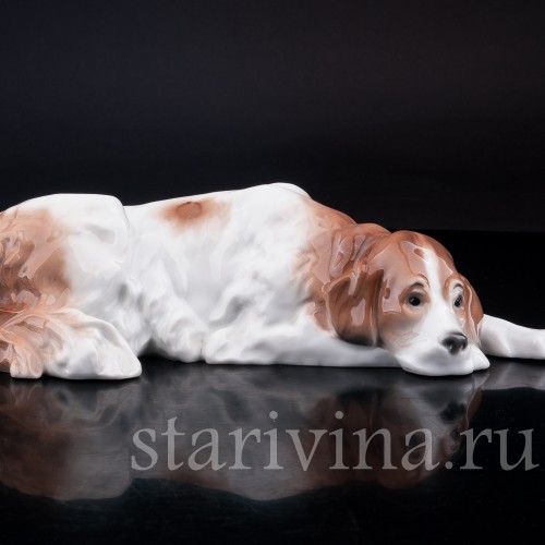 Фигурка из фарфора Лежащая собака, Karl Ens, Германия, 1920-30 гг.