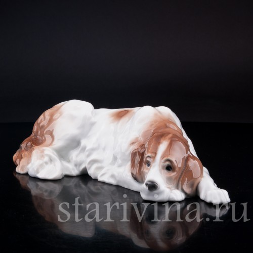 Фигурка из фарфора Лежащая собака, Karl Ens, Германия, 1920-30 гг.