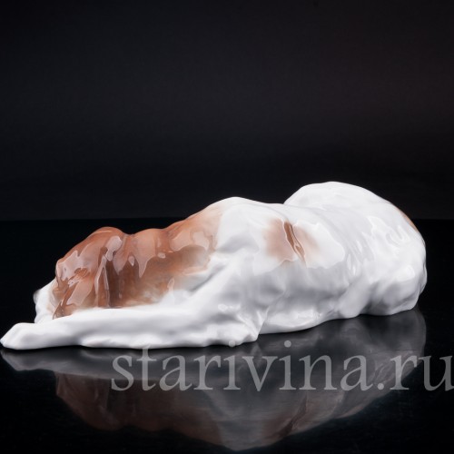 Фигурка из фарфора Лежащая собака, Karl Ens, Германия, 1920-30 гг.