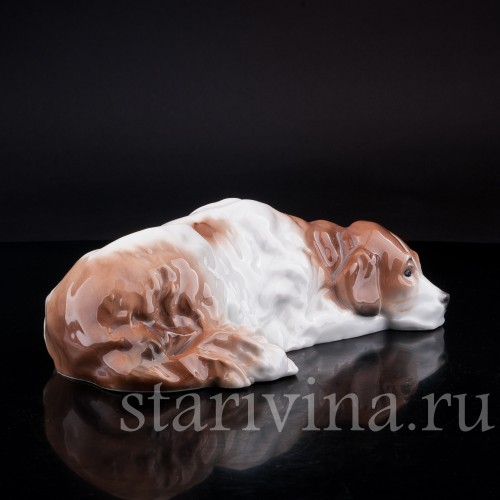 Фигурка из фарфора Лежащая собака, Karl Ens, Германия, 1920-30 гг.