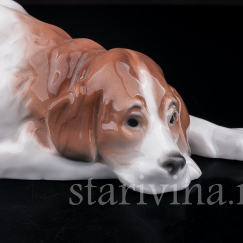 Фигурка из фарфора Лежащая собака, Karl Ens, Германия, 1920-30 гг.