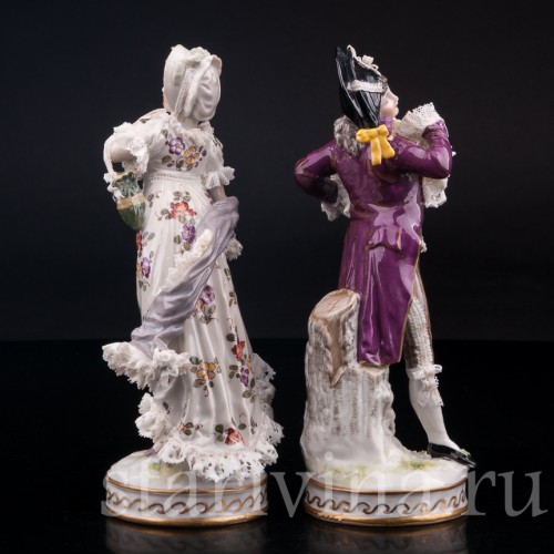 Галантная пара, кружевная, Volkstedt, Германия, 19 век.