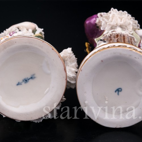 Галантная пара, кружевная, Volkstedt, Германия, 19 век.