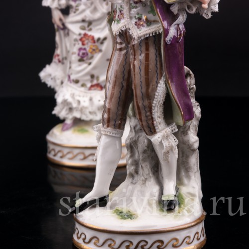 Галантная пара, кружевная, Volkstedt, Германия, 19 век.