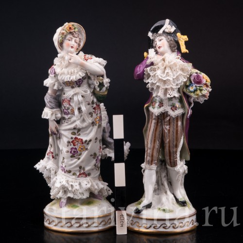 Галантная пара, кружевная, Volkstedt, Германия, 19 век.