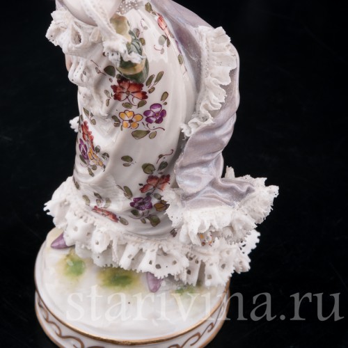 Галантная пара, кружевная, Volkstedt, Германия, 19 век.