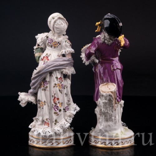 Галантная пара, кружевная, Volkstedt, Германия, 19 век.