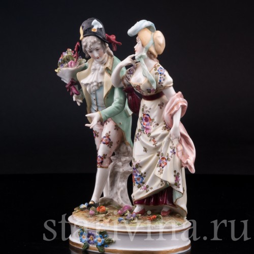 Фарфорвая статуэтка Галантная пара, Volkstedt, Германия, кон. 19 в.