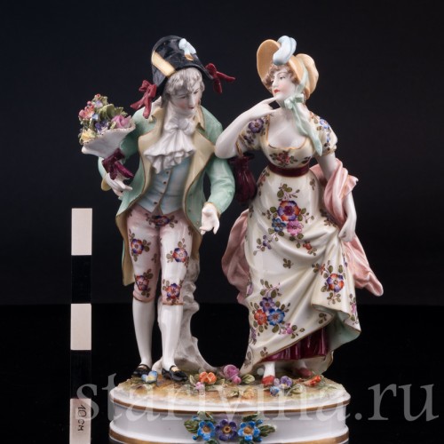 Фарфорвая статуэтка Галантная пара, Volkstedt, Германия, кон. 19 в.
