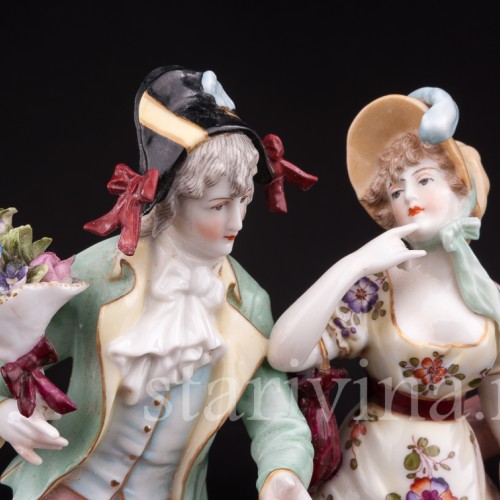 Фарфорвая статуэтка Галантная пара, Volkstedt, Германия, кон. 19 в.