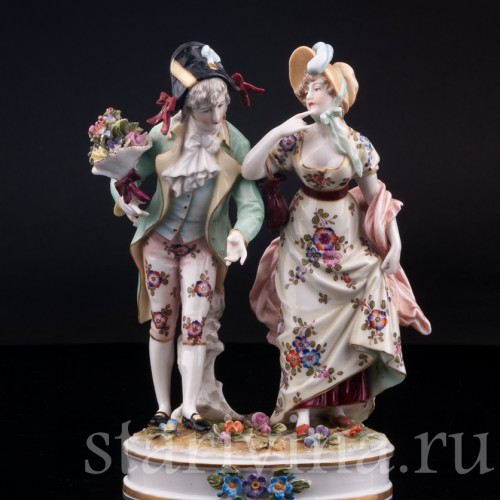 Фарфорвая статуэтка Галантная пара, Volkstedt, Германия, кон. 19 в.
