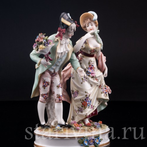 Фарфорвая статуэтка Галантная пара, Volkstedt, Германия, кон. 19 в.