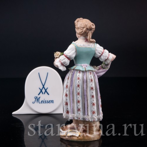 Девочка с цветами в подоле, Meissen, Германия, кон. 19, нач. 20 в.
