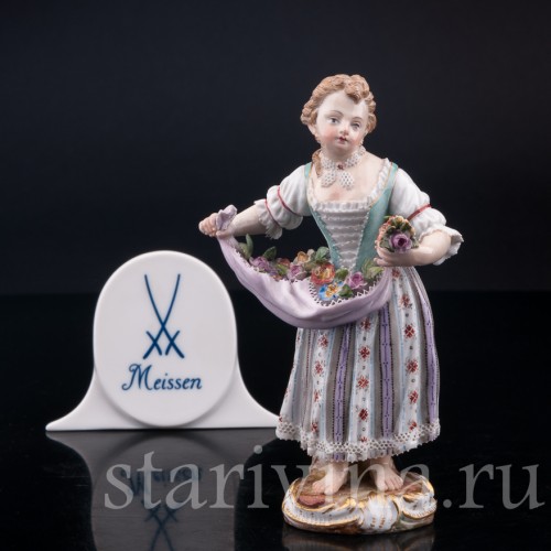 Девочка с цветами в подоле, Meissen, Германия, кон. 19, нач. 20 в.