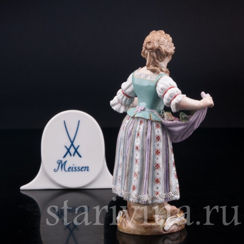 Девочка с цветами в подоле, Meissen, Германия, кон. 19, нач. 20 в.