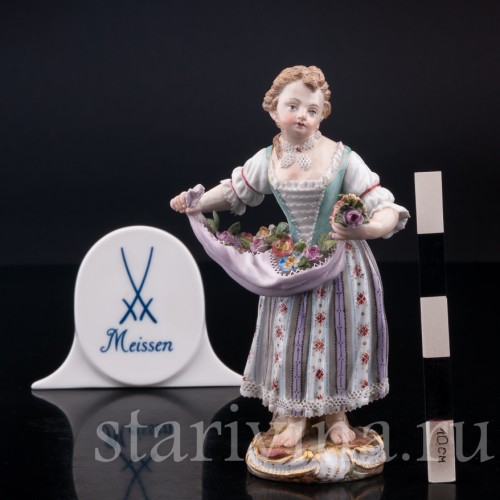 Девочка с цветами в подоле, Meissen, Германия, кон. 19, нач. 20 в.