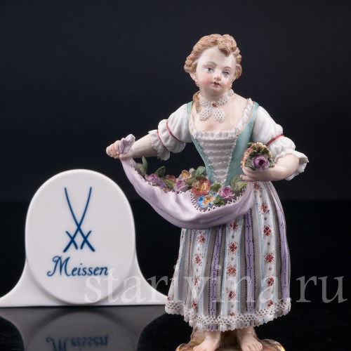 Девочка с цветами в подоле, Meissen, Германия, кон. 19, нач. 20 в.
