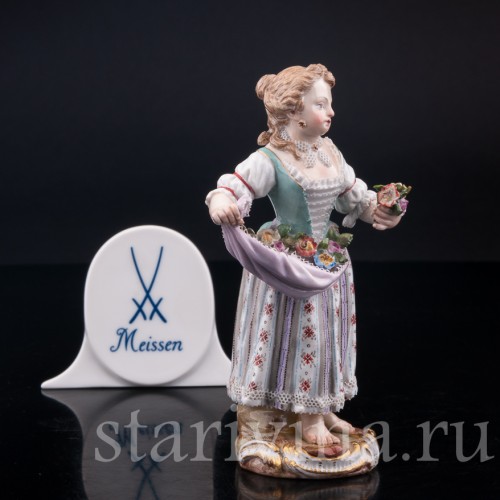 Девочка с цветами в подоле, Meissen, Германия, кон. 19, нач. 20 в.