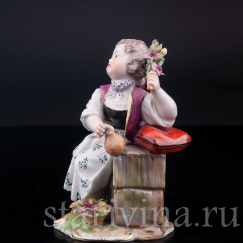 Девочка с розовой веткой , Carl Thieme, Германия, вт. пол. 20 в