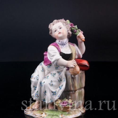 Девочка с розовой веткой , Carl Thieme, Германия, вт. пол. 20 в