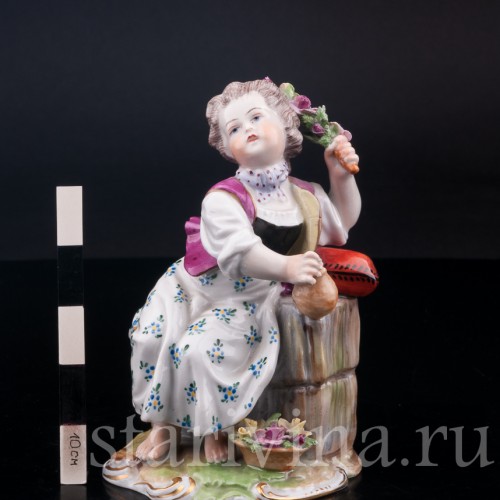 Девочка с розовой веткой , Carl Thieme, Германия, вт. пол. 20 в