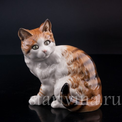 Статуэтка из фарфора Полосатый кот, Hutschenreuther, Германия, 1970 гг..