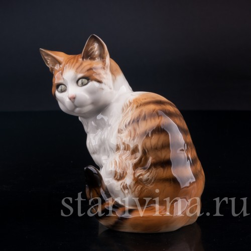Статуэтка из фарфора Полосатый кот, Hutschenreuther, Германия, 1970 гг..