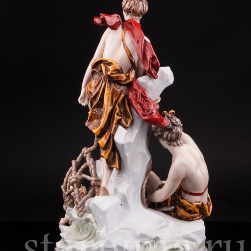 Старинная фарфоровая композиция Ловля Тритонов, Capodimonte, Италия, 19 в.