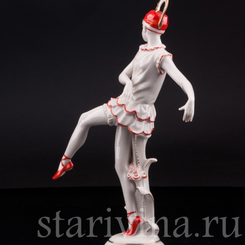 Фарфорвая статуэтка Танцующая девушка с пером, Volkstedt, Германия, нач. 20 в.