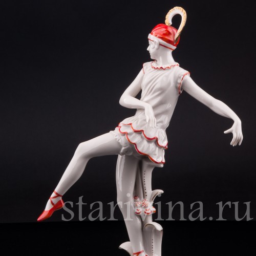 Фарфорвая статуэтка Танцующая девушка с пером, Volkstedt, Германия, нач. 20 в.