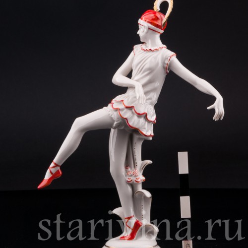 Фарфорвая статуэтка Танцующая девушка с пером, Volkstedt, Германия, нач. 20 в.