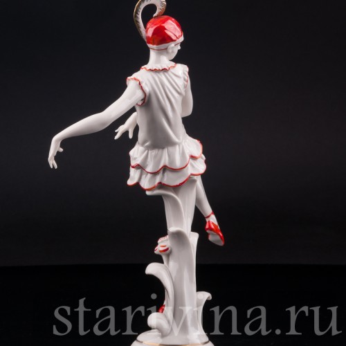 Фарфорвая статуэтка Танцующая девушка с пером, Volkstedt, Германия, нач. 20 в.