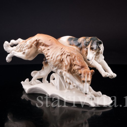 Фарфорвая статуэтка собак Две борзые, Karl Ens, Германия, 1920-30 гг.