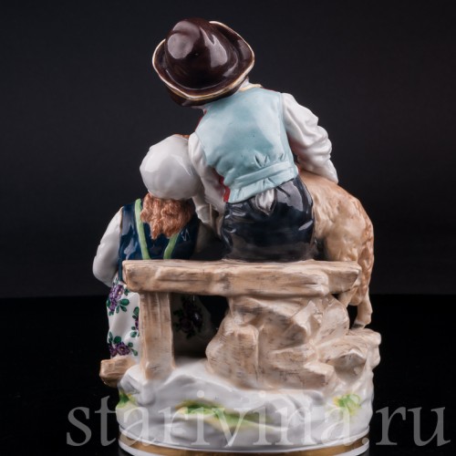 Статуэтка из фарфора Дети с овечкой и котом, Ernst Bohne Sohne, Германия, кон. 19 - нач. 20 вв.