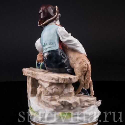 Статуэтка из фарфора Дети с овечкой и котом, Ernst Bohne Sohne, Германия, кон. 19 - нач. 20 вв.