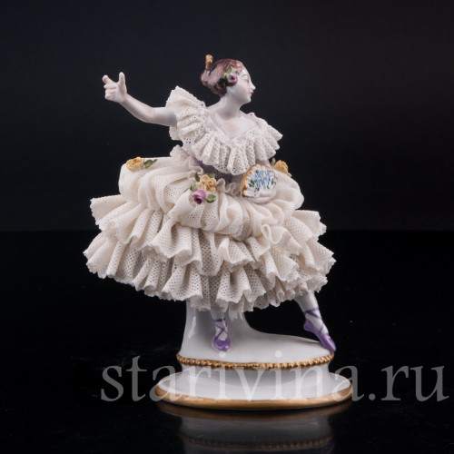 Фанни Эльслер (с веером), кружевная, Volkstedt, Германия, вт. пол. 20 в.