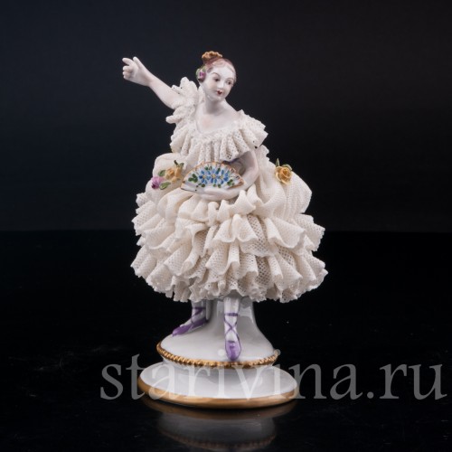 Фанни Эльслер (с веером), кружевная, Volkstedt, Германия, вт. пол. 20 в.