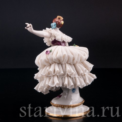 Фарфорвая статуэтка балерины Фанни Эльслер, кружевная, Volkstedt, Германия, вт. пол. 20 в..