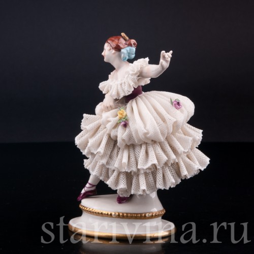 Фарфорвая статуэтка балерины Фанни Эльслер, кружевная, Volkstedt, Германия, вт. пол. 20 в..