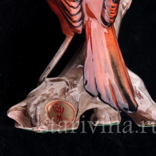 Статуэтка птицы из фарфора Кардинал, Tay, Италия, сер. 20 в.