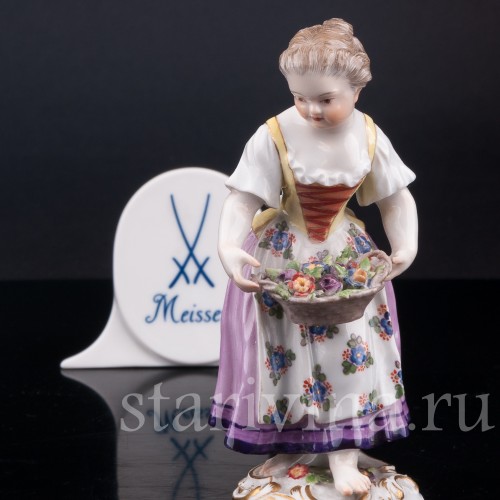 Девочка с корзиной цветов (дети-садовники), Meissen, Германия, сер. 19 - нач. 20 вв.