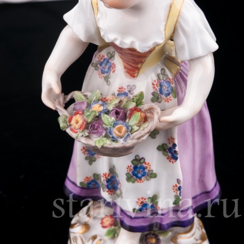 Девочка с корзиной цветов (дети-садовники), Meissen, Германия, сер. 19 - нач. 20 вв.