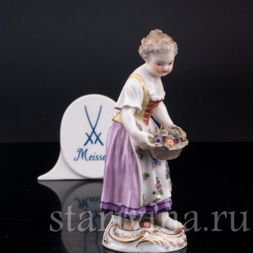 Девочка с корзиной цветов (дети-садовники), Meissen, Германия, сер. 19 - нач. 20 вв.