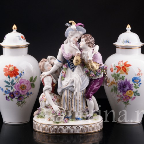 Фарфоровые декоративные Парные вазы с крышками, Meissen, Германия, сер. 20 в.